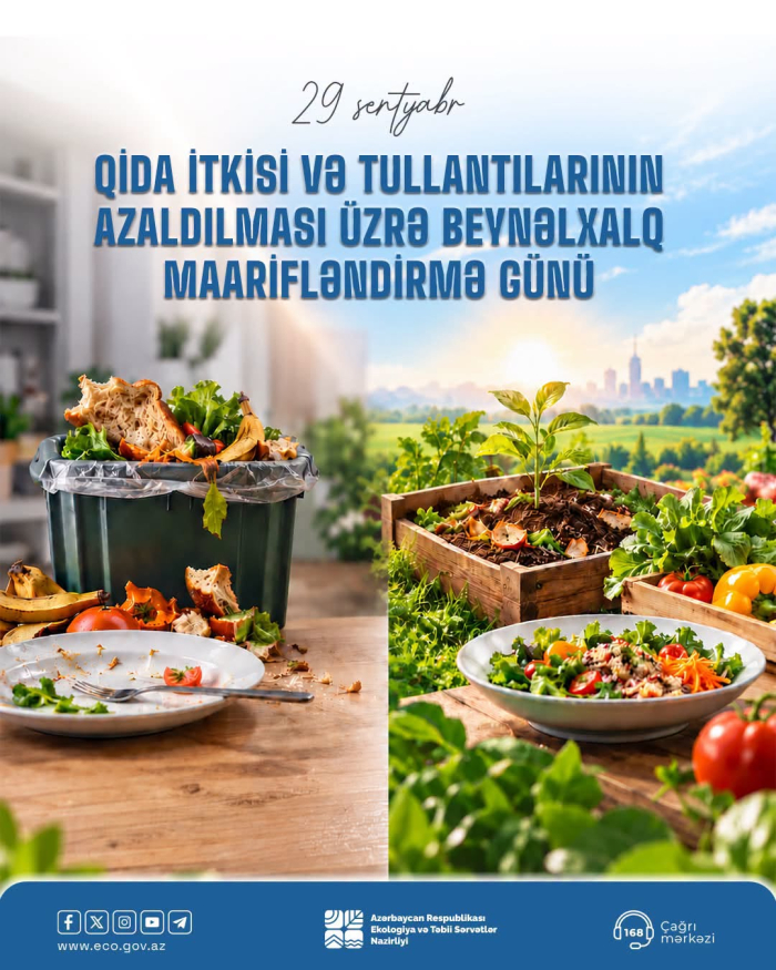 29 sentyabr – Qida İtkisi və Tullantılarının Azaldılması üzrə Beynəlxalq Maarifləndirmə Günüdür
